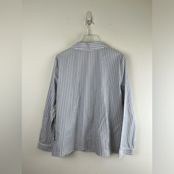 NWT Haven Well Within Sleep Shirt M All Cotton White Blue Striped Button Up - Picture 6 of 6
